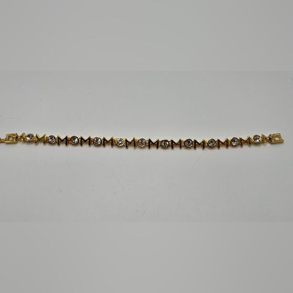 MOM gold tone and rhinestone bracelet - Picture 6 of 7